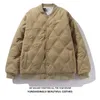 Mens Winter Diamond Grid Warm Jacket Baseball Retro Casual Lightweight Padding Coat Designer Clothing 240105