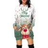Женские толстовки с капюшоном, рождественская толстовка с рисунком лося, модная повседневная толстовка, осенний пуловер с длинными рукавами, рождественская женская одежда 240106