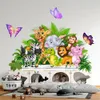귀여운 만화 숲 동물 벽 스티커 아이 방 소년 아기 방 장식 정글 코끼리 기린 기린 원숭이 벽지 240105