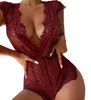 Intimo sexy da donna Prospettiva in pizzo Abbigliamento esotico Scollo a V Lingerie Solido Backless Bodsuit Intimo Sleepwear 240106