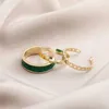 Pierścienie zespołu moda prosta hiphopowa modna biała zielona regulacja otwartego palca pierścienia dla kobiet unk fajne pierścienie łańcucha żywicy