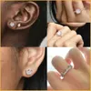 Anéis de banda Novo 925 Sterling Silver Planta brilhante amostra de cluster Anel Fit Pandore Ear Studs Earrings DIY Combinação Mulheres Presente Primeiro Choicel240105