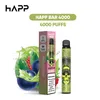 Happ Bar 4000 Puffs Vape Tek Kullanımlık E-Cigettes Mişek Bobini 2% 5% E Suyu VAPER 1.0OHM MAHKES BOIL DESECHABLER 4K 9K Einweg Vapes 15 Flavor Stokta EU