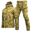 Gymkläder 5xl Herr Taktisk vinter Militärdräkt Soft Shell Windproof Waterproof Special Training Jackets Warm Fleece Cargo Army Uniform