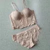 Jackor mesh spets skjut upp halv kopp bh set underkläder med avtagbara remmar 7 bröst breda form bh kvinnor vackra sexiga underkläder