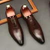 Italiaanse handgemaakte heren Oxford echt kalfsleer zwart bruin klassieke brogue zakelijke trouwjurk schoenen voor heren 2023 nieuw