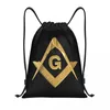 Sacs à provisions Freemason Checkered Black and White Pattern Sac à cordon Portable Gym Sports Sackpack Masonic Mason Storage Sacs à dos