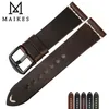 Maikes Quality Watch Band Oil Wax Leather Strap Vintage Dark Brown Accessories Watchband 20mm 22mm 24mm för 240106