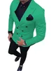 Abiti da uomo Blazer verde con pantaloni neri Silm doppiopetto da uomo Costume Homme Business per smoking da sposo (pantaloni superiori)