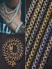 Хип-хоп блестящие цепочки, ювелирные изделия, мужское ожерелье со льдом, золото, серебро, черный, синий, бриллиант, Майами, кубинская звеньевая цепочка5246511