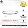 Rinntin 925 Sterling Silver Tennis Bracelet for Women m MultiColors Cubic Zirconia Luxury Chain Jewelry Gift SB139 240105