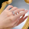 Küme halkaları bahar qiaoer 925 STERLING Gümüş Armut Yuvarlak Kesim Laboratuvar Safir Taş Moda Yüzüğü Kadınlar için Düğün Nişan Mücevher