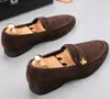 Designer Men Classic Suede Embroidery Casual Flats Shoes Oxford Gentleman Wedding Dress Prom Loafers