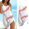 Freizeitkleider Damenkleid Sommer Baseball Print Weste