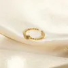 Bandringar Stylish 18k Gold Plated Rostfritt stål Rhinestone Stacker öppna ringar för kvinnor Girls Engagement Justerbara ringsmycken Giftl240105