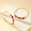 Boucles d'oreilles créoles en strass Rose rouge, cadeaux pour femmes et filles, plaqué or, bijoux à la mode, accessoires, cadeau de fête, Style 2024