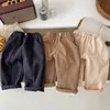 Baby Boy dziewczyna wiosna luźne swobodne spodnie dresowe moda koreańska solidna sztrukoi jesień dzieci jogger spodnie sportowe spodni 240106