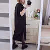 Casual 94 Cotton Summer Women's Dresses Solid Short Sleeve Spilled Long Midi Dress Fashion Sundress Female Clothing 240106