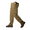 Spring Autumn Mens Cargo Pants Casual Multi Pockets Military Tactical Pants Male Outwear Straight Slacks Long Trousers Large Size 42 44 High Quality Bottoms