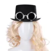 Baretten Volwassen Hoge Hoed Gentleman 20s Avondkleding Formeel Kostuum Hoge Kroon Afneembare Bril Jazz Cap Halloween Feestartikelen