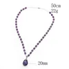 Pendentif Colliers Améthyste Goutte Collier Pour Femmes Violet Verre Perles De Cristal Chandail Chaîne Amoureux Mère Cadeau D'anniversaire Bijoux Romantiques