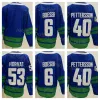 Män tomt omvänd retro hockey 53 Bo Horvat Jersey 6 Brock Boeser 40 Elias Pettersson 43 Quinn Hughes 35 Thatcher Demko 22 Daniel Sedin 33