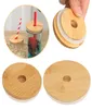 Bamboo Cap Lid Reusable Mason Jar Lids 70mm 86mm with Straw Hole and Silicone Seal Drinkware for Canning Drinking Jars Top Bottle 4049835