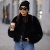 Couro feminino icônico rua moda semana gardient recortado casaco de pele do falso feminino inverno 2024 jaqueta curta fofa