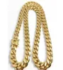 Fine 18k banhado a ouro cadeia jóias de aço inoxidável alto polido Miami Cuban Link Colar Homens Punk 15mm Curb Duplo Fecho de Segurança 2110940