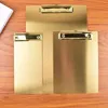 Nordic golden stainless steel folder board A4 metal writing board clip A5 bill pad restaurant menu file folder storage clipboard 240105