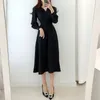 HARAJUKU V-NECK PULD SLEEVE A-LINE MAXI Dresses For Woman Women Solid Color Midi Robe Korean Office Dresses Elegant Spring 240106