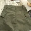 Grande taille poches à lacets Vintage Denim jupe été lâche décontracté solide Mini jupes printemps mode coréenne Faldas femmes vêtements 240106