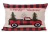 Décorations de noël taie d'oreiller couvre Buffalo Plaid jeter arbre de noël rouge camion housse de coussin JK2010XB6479209