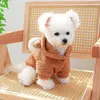 Vêtements pour chiens décontractés mignons vêtements d'hiver pour animaux de compagnie chat laine d'agneau chaud confortable ours rond à capuche fournitures à deux pattes