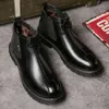Autumn Winter Classic Mens Genuine Leather for Brown Slip-on Ankle Men Platform Boots Botas Hombre