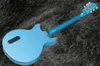 Hot sell good quality Double Cutaway DC TV blue Junior Electric Guitar Single Line Tuners Tortoise Single Layer Pickguard Dog Ear Black P90 Pickup can be customized