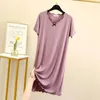 Kadınların Sijimi Yaz Modal Gecesi Giyim Ev Giyim Nightdress Gevşek Artı Pijama Uykulu Beden Kadın Kollu Kısa Kısa Nightgown Pamuk Pamuk