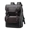 Backpack Fashion Book Business Travel PU Leather Shopping Men Zipper Wearable Large Capacity Laptop Adjustable Strap Casual