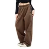 Pantalon Cargo taille haute à jambes droites pour femme, décontracté, en coton, Style Simple, large, ample, Streetwear, 2024