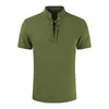 T-shirts pour hommes T-shirt d'été pour hommes Blouse à manches courtes en coton et lin cravate couleur pure loisirs col en V hauts Camiseta Masculina