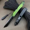 New Green Micro Tech UT85 OTF Auto Knife 3.3464 "D2スチールブレード、アルミニウム合金 +透明なアクリルハンドル、屋外戦術戦闘自己防衛ナイフ