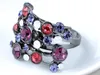 Anelli di banda Cuocio Gunmetal Multicolor Purple Rhinestones Cluster Rhinestone Fashion Stacking Ringl240105