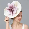 ベレーツエメラルドグリーンケンダッキーチャポーハット美しい花のヘッドピースレディースパーティーヘアピン付きヘア魅力的なアクセサリー