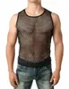 Mäns se genom Mesh T-shirt Underwear Sheer Wear Transparent undertröja 240106