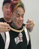 ヒップホップ6ix9ineムービーは、男性用のマスクペンダントネックレスを見ましたラグジュアリーダイヤモンド69ペンダント18Kゴールドメッキ銅ジルコンネックレスJE9562540