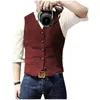 Vest Man Dress Single Breasted Slim Fit Vintage Waistcoat Casual Gilet Herringbone Suit Vests 240105