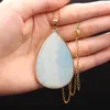 Pendentif Colliers 1pcs Naturel Amazonite Pierre Forme Géométrique Charms Collier Pour Hommes Femmes Chanceux Reiki Guérison Chaîne De Chandail À La Mode