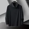 Herr t shirts 2024 Autumn Winter Casual Long Sleeve Men Solid Turtleneck T-shirts Man Topps tee Black White Grey