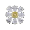 Band Rings 2023 New S925 Silver Imported High Carbon Diamond Yellow Ring Group Flower Cluster WeddingL240105