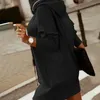 2023 Spring Women's Sweatshirt Dress Oversize Black Hoodies klänningar Kvinnlig vinter Varm trendig modesportkläder Damer 240105